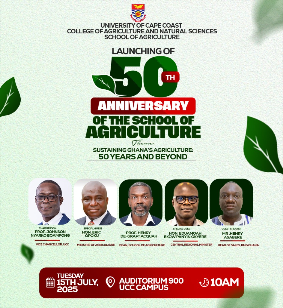 Launch flyer for 50th Anniversary of the School of Agriculture, University of Cape Coast